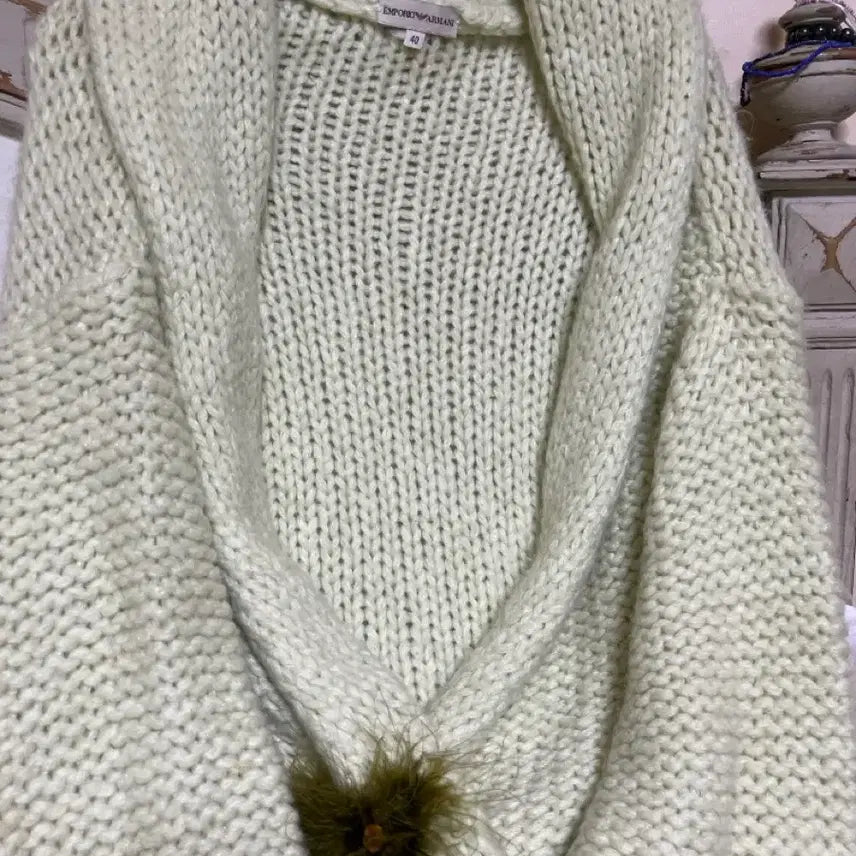[BUNJANG] Emporio Armani Boucle Knit Cardigan / 엠포리오 아르마니 뽀글이 니트 가디건 40민트