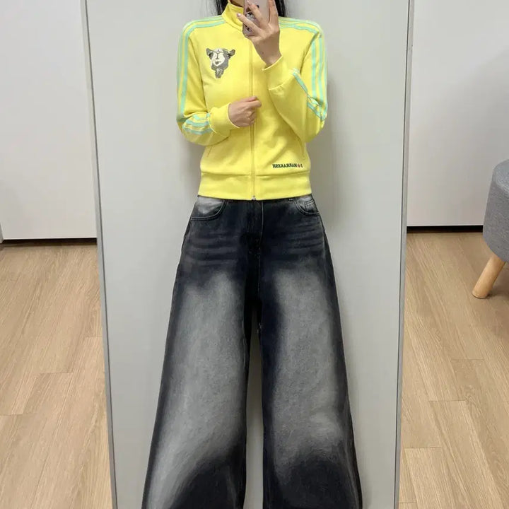 [BUNJANG] Adidas Marrakech Lemon Mint Track Top Jersey / 아디다스 딱붙핏 마라케시 레몬 민트 트랙탑 져지