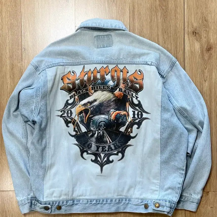 [BUNJANG] Pepsi x Sturgis Motorcycle Rally 70th Anniversary Vintage Denim Trucker Jacket / 펩시 X 스터지스 모터사이클랠리 빈티지 데님자켓 트러커자켓 청자켓