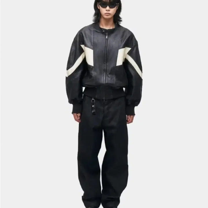 [BUNJANG] COOR Distressed Mixed Leather Jacket / COOR 디스트레스 믹스드 레더