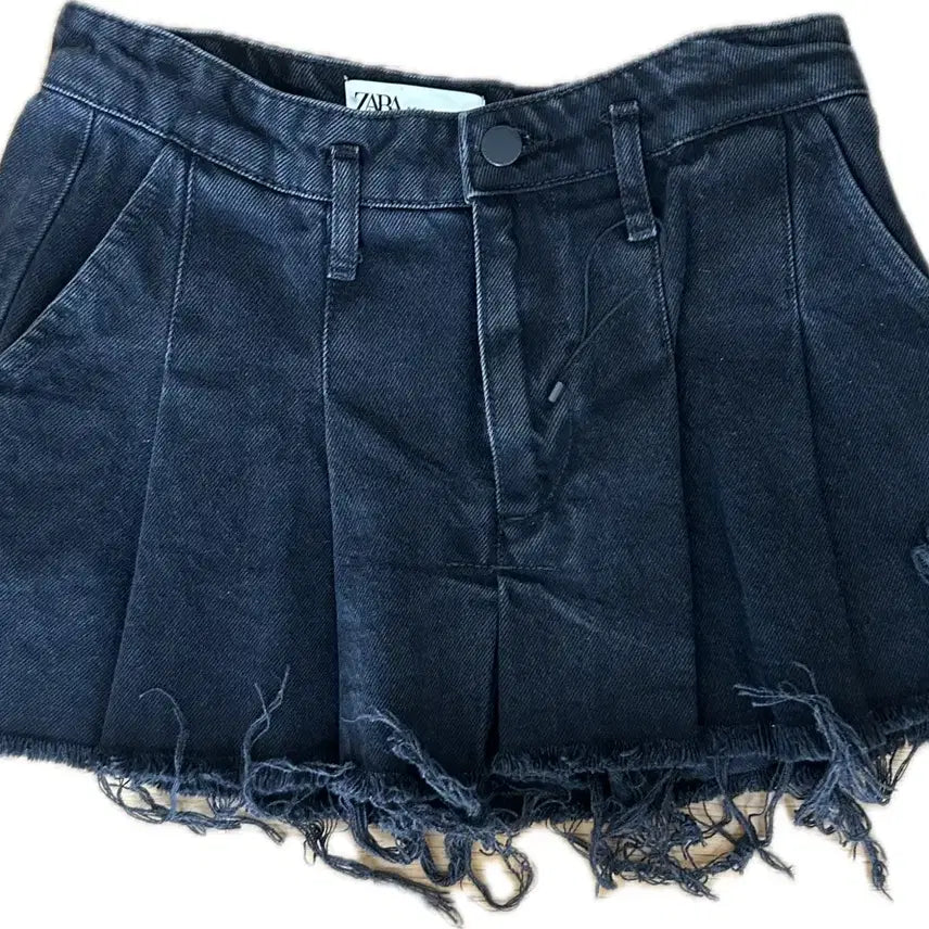[BUNJANG] ZARA Black Denim Pleated Skirt / 자라 흑청 데님 플리츠 스커트