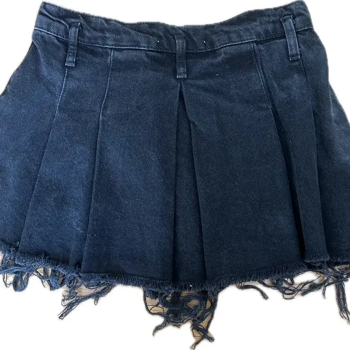 [BUNJANG] ZARA Black Denim Pleated Skirt / 자라 흑청 데님 플리츠 스커트