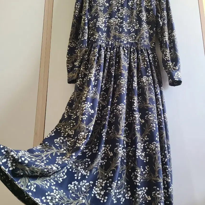 [BUNJANG] Japanese Lace Collar Flower Long Dress / 일본레이스 카라 플라워 롱 원피스