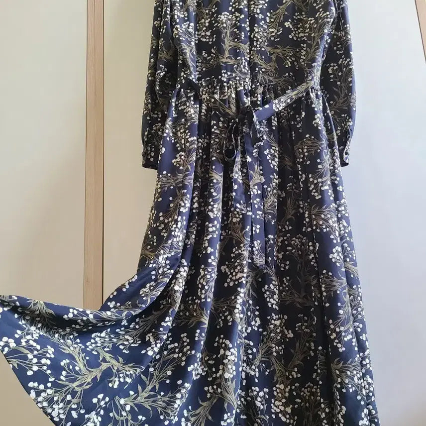[BUNJANG] Japanese Lace Collar Flower Long Dress / 일본레이스 카라 플라워 롱 원피스