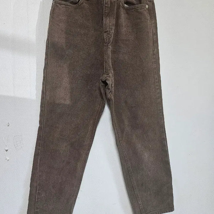 [BUNJANG] Brown Cotton Pants Straight Fit / 브라운면바지