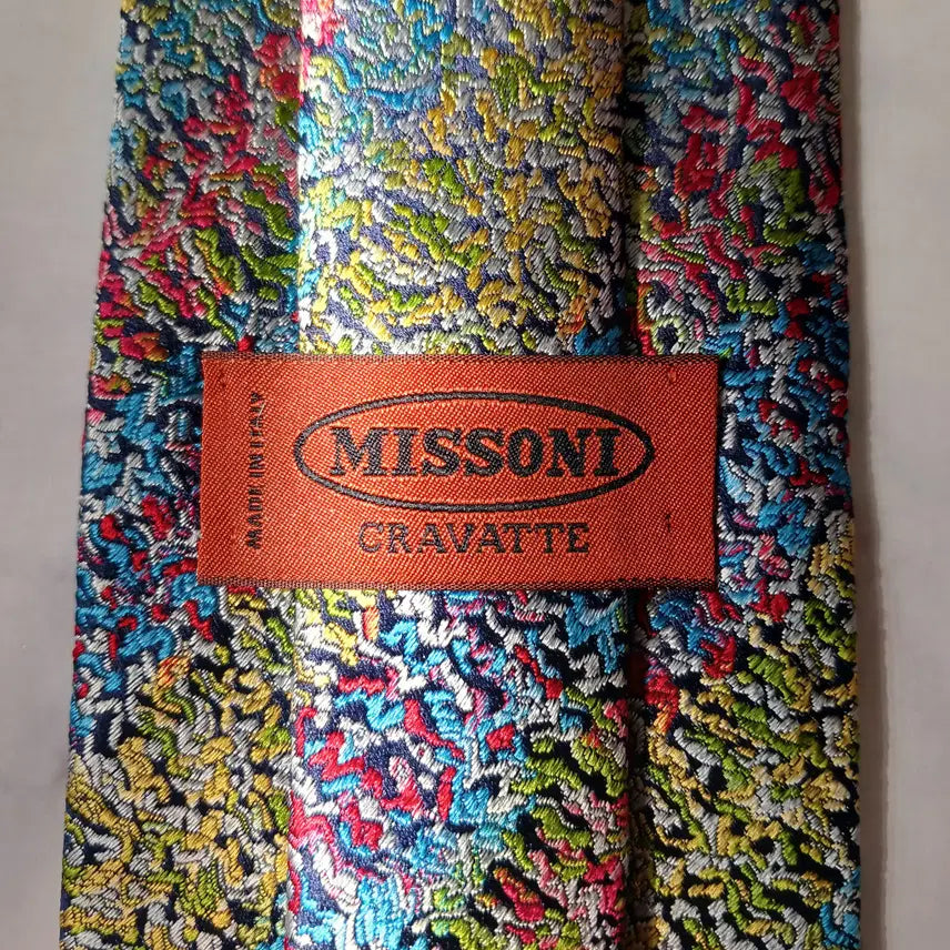 [SOLD OUT] 미쏘니 실크 멀티컬러 자카드 패턴 넥타이 9cm S~A+등급 E762