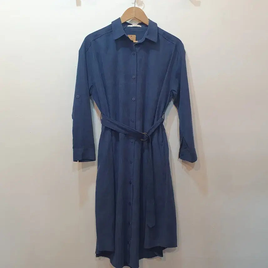 [BUNJANG] Ocean Blue Long Shirt Dress / 오션 블루 롱 셔츠 원피스