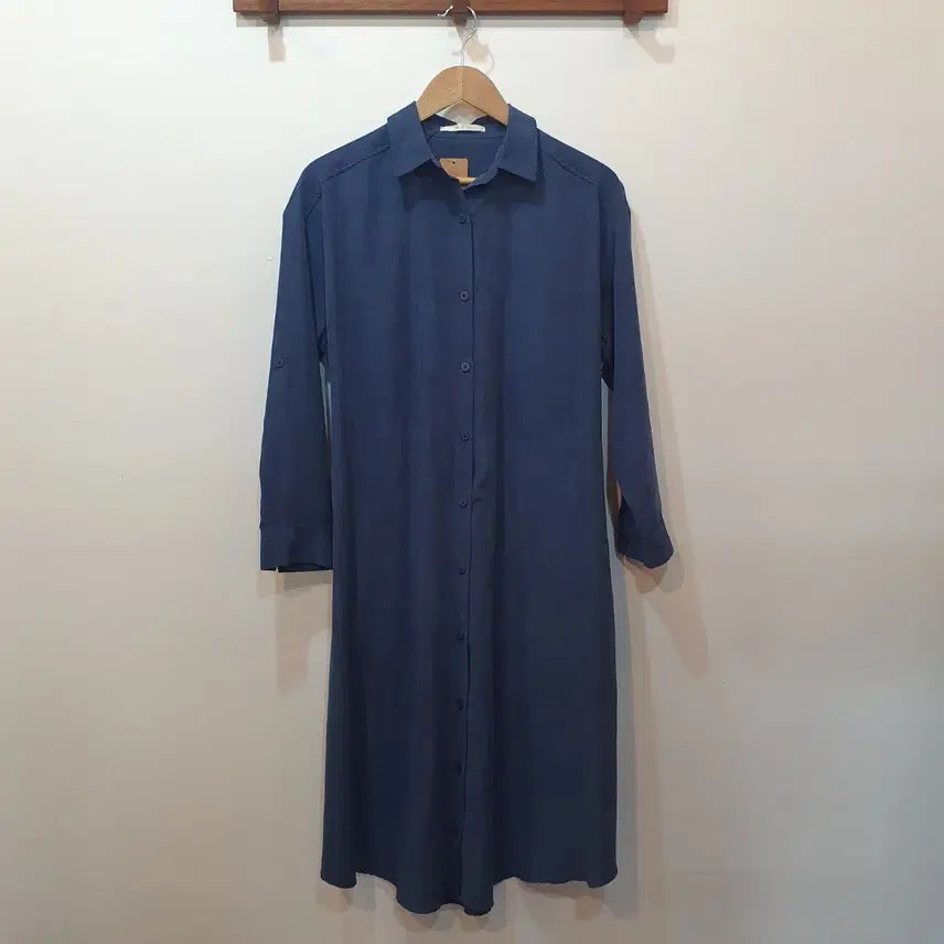 [BUNJANG] Ocean Blue Long Shirt Dress / 오션 블루 롱 셔츠 원피스