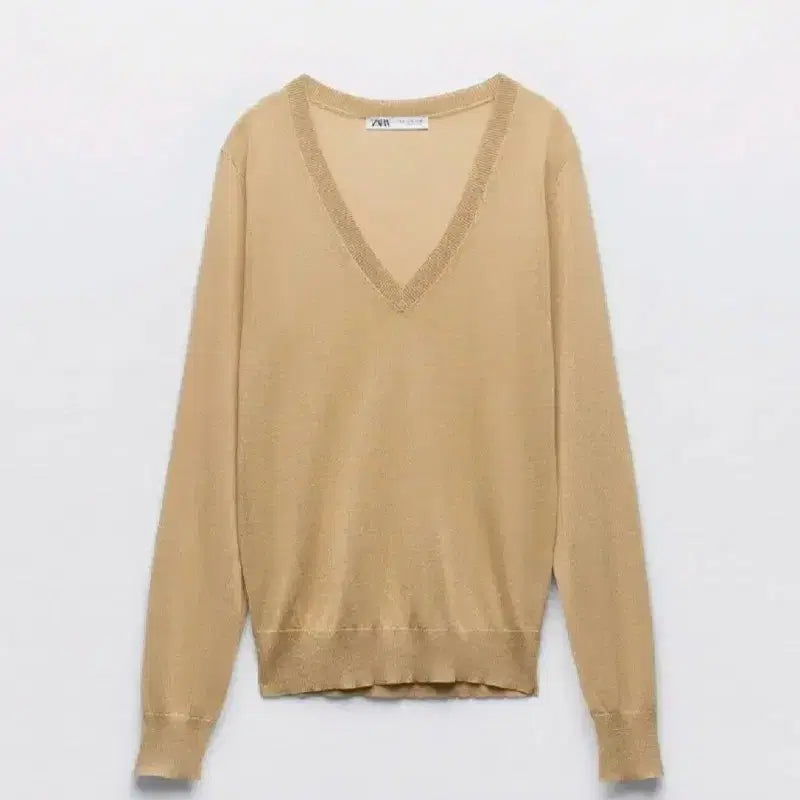 [BUNJANG] ZARA V-Neck Knit Sweater - Gold, M / zara 자라 브이넥 니트 - 골드, M(66)