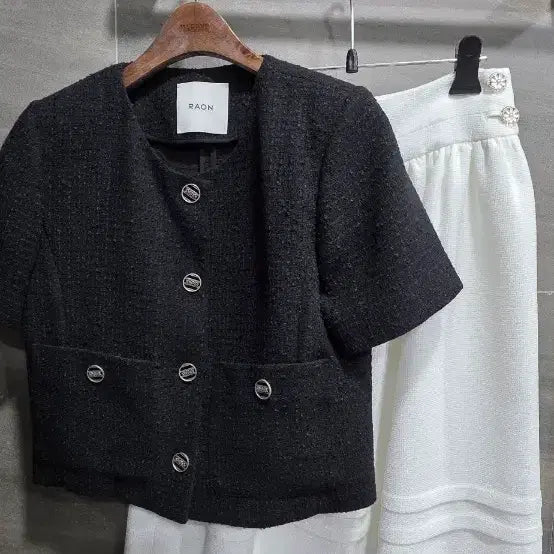 [BUNJANG] RAON Tweed Short Sleeve Jacket / RAON라온컴퍼니, 트위드 반팔자켓, 거의 새상품