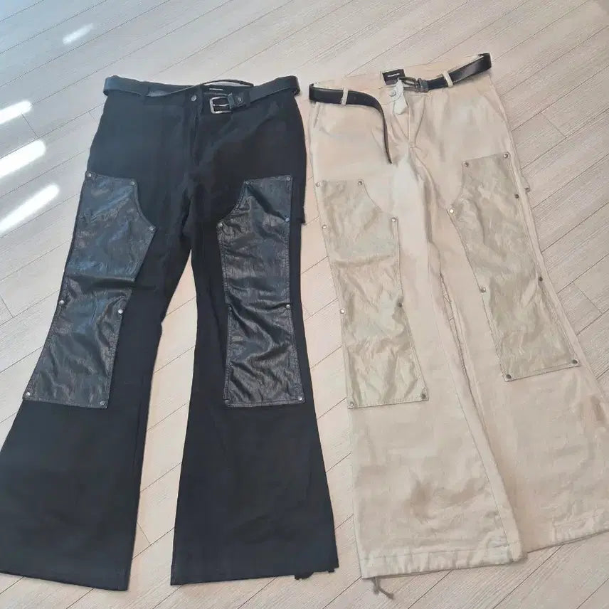 [BUNJANG] Roaringrad Double Knee Carpenter Flare Pants / [L] 로어링라드 더블 니 카펜터 플레어 베이지