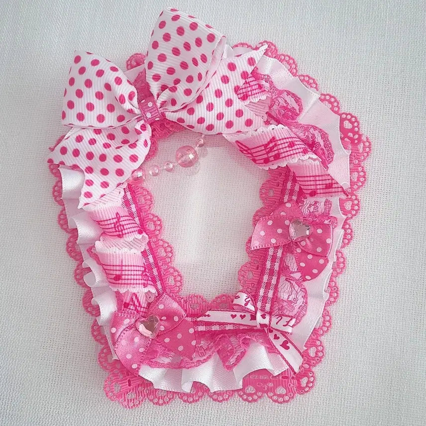 [BUNJANG] Handmade Pink Hot Pink Lace Toploader / 핸드메이드 핑크 핫핑크 레이스 탑로더 탑꾸