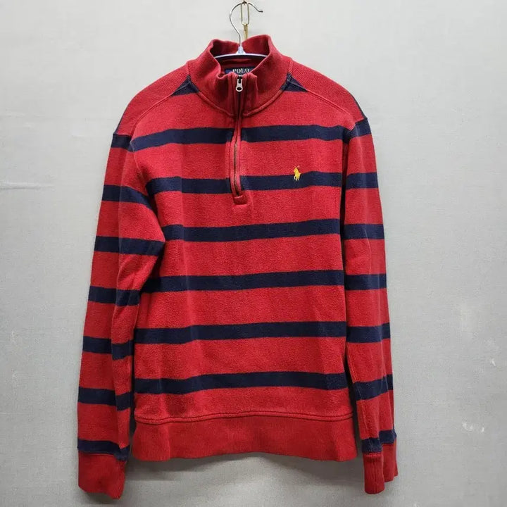 [BUNJANG] Polo Ralph Lauren Striped Cotton Half-Zip Knit Sweater / 폴로랄프로렌 로고 스트라이프 코튼 반집업 니트 S