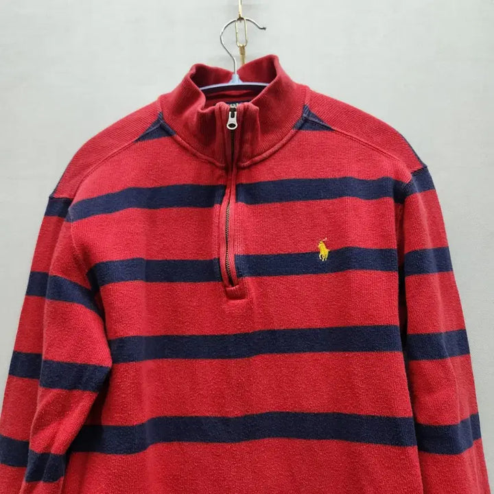 [BUNJANG] Polo Ralph Lauren Striped Cotton Half-Zip Knit Sweater / 폴로랄프로렌 로고 스트라이프 코튼 반집업 니트 S