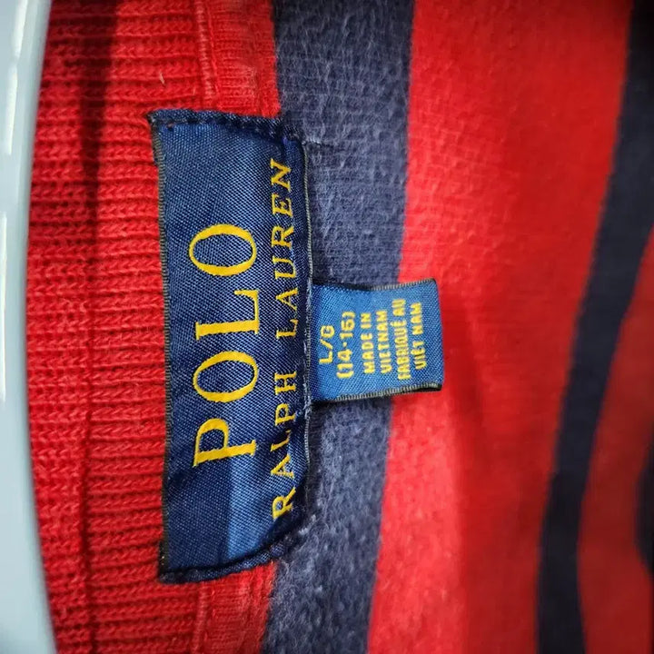 [BUNJANG] Polo Ralph Lauren Striped Cotton Half-Zip Knit Sweater / 폴로랄프로렌 로고 스트라이프 코튼 반집업 니트 S