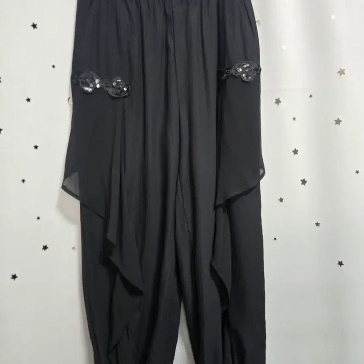 [BUNJANG] Lee Sang Bong Black Lace Embellished Harem Pants / 이상봉 검정색 레이스 장식 배기 바지 80
