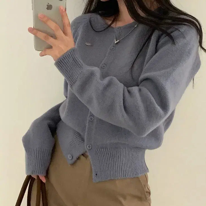 [BUNJANG] Cream Cheese Market Round Knit Cardigan / 젤리 라운드 니트 크림치즈마켓 새제품 가디건
