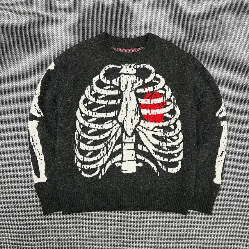 [BUNJANG] Vintage Bones Printed Mohair Knit Sweater / 빈티지 본즈 프린팅 모헤어 니트