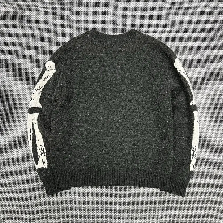 [BUNJANG] Vintage Bones Printed Mohair Knit Sweater / 빈티지 본즈 프린팅 모헤어 니트