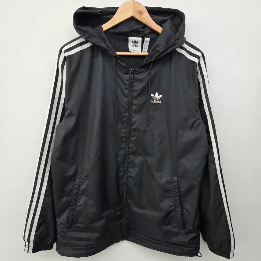 [SOLD OUT] 아디다스 삼선 후드 바람막이 블랙 남s
