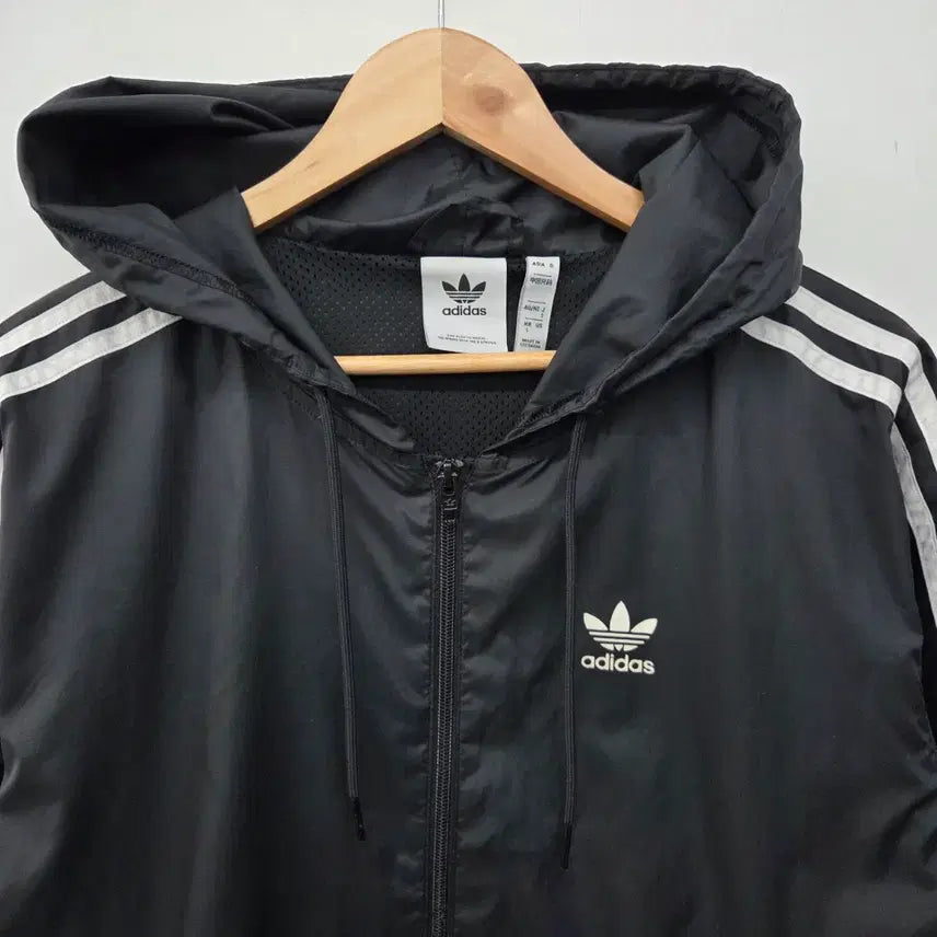 [SOLD OUT] 아디다스 삼선 후드 바람막이 블랙 남s