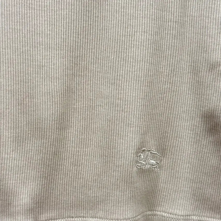 [BUNJANG] Burberry London Slim Fit Beige T-shirt / 버버리 런던 반팔 티셔츠 골지 버튼 로고 디테일 슬림핏 베이지