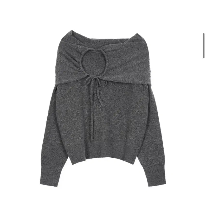 [BUNJANG] Dainit Hug Me Off-Shoulder Knit Top / 다이닛 허그 미 스트링 오프숄더 니트 차콜