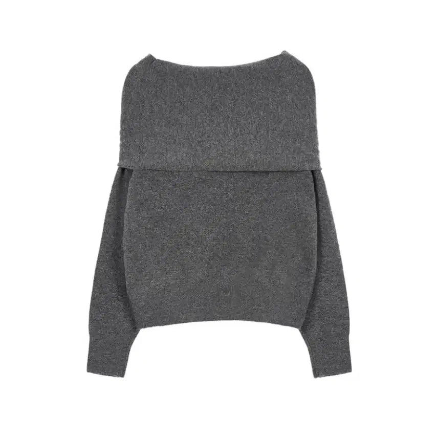 [BUNJANG] Dainit Hug Me Off-Shoulder Knit Top / 다이닛 허그 미 스트링 오프숄더 니트 차콜