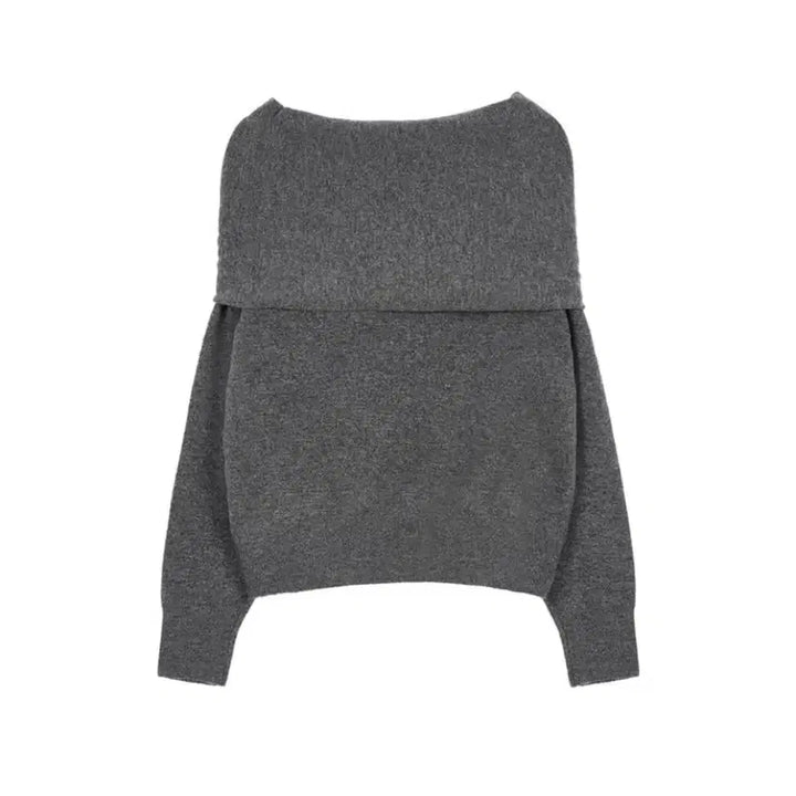[BUNJANG] Dainit Hug Me Off-Shoulder Knit Top / 다이닛 허그 미 스트링 오프숄더 니트 차콜