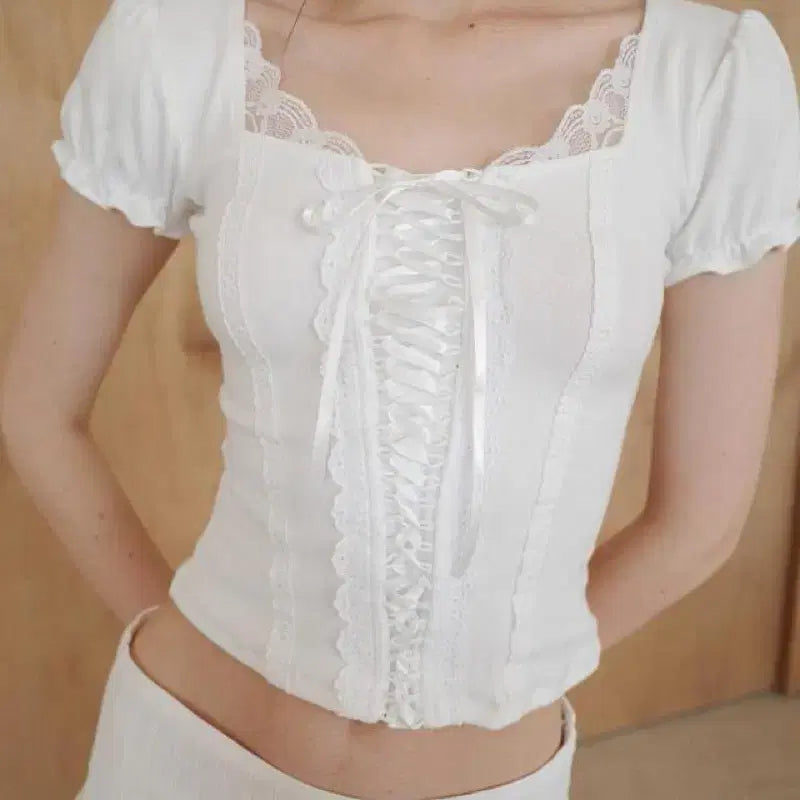 [BUNJANG] BOUQUET CORSET TOP Ivory / (택 o) 드라이로즈 BOUQUET CORSET TOP ivory