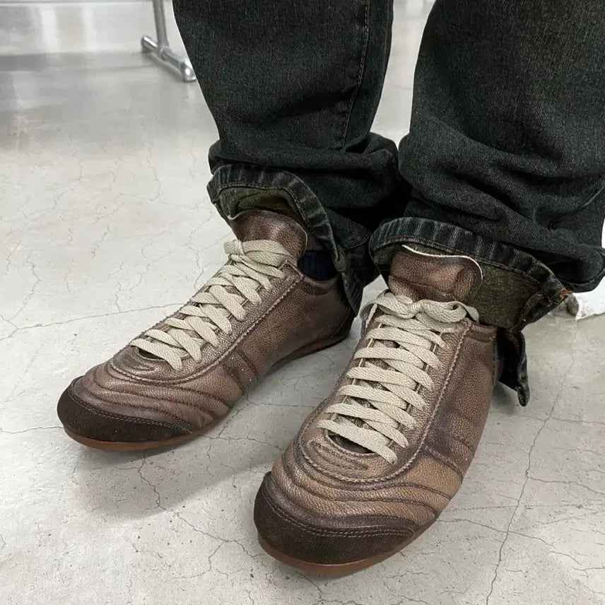 [BUNJANG] Dirk Bikkembergs Leather Gathering Sneakers / 딕 비켐버그 레더 게더링 스니커즈