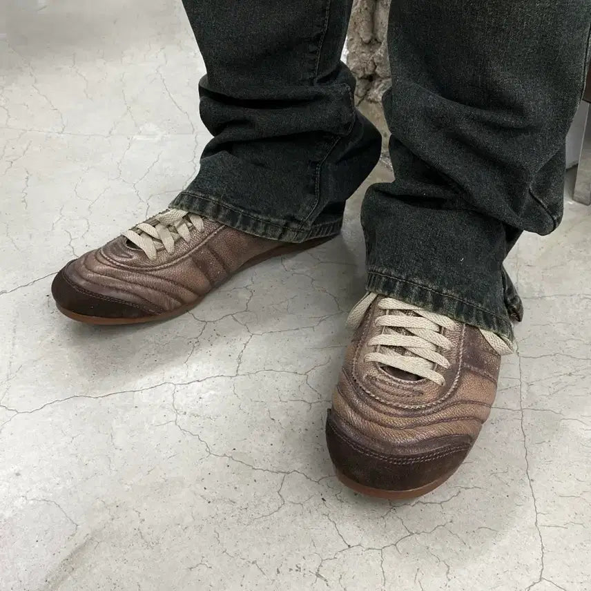 [BUNJANG] Dirk Bikkembergs Leather Gathering Sneakers / 딕 비켐버그 레더 게더링 스니커즈