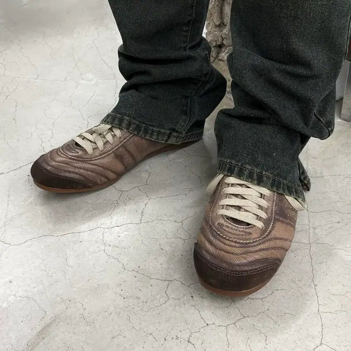 [BUNJANG] Dirk Bikkembergs Leather Gathering Sneakers / 딕 비켐버그 레더 게더링 스니커즈