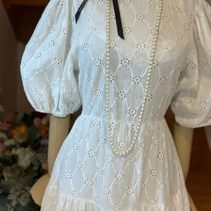 [BUNJANG] ZARA Punching Lace Puff Long Dress / 펀칭 레이스 퍼프 롱 원피스 자라