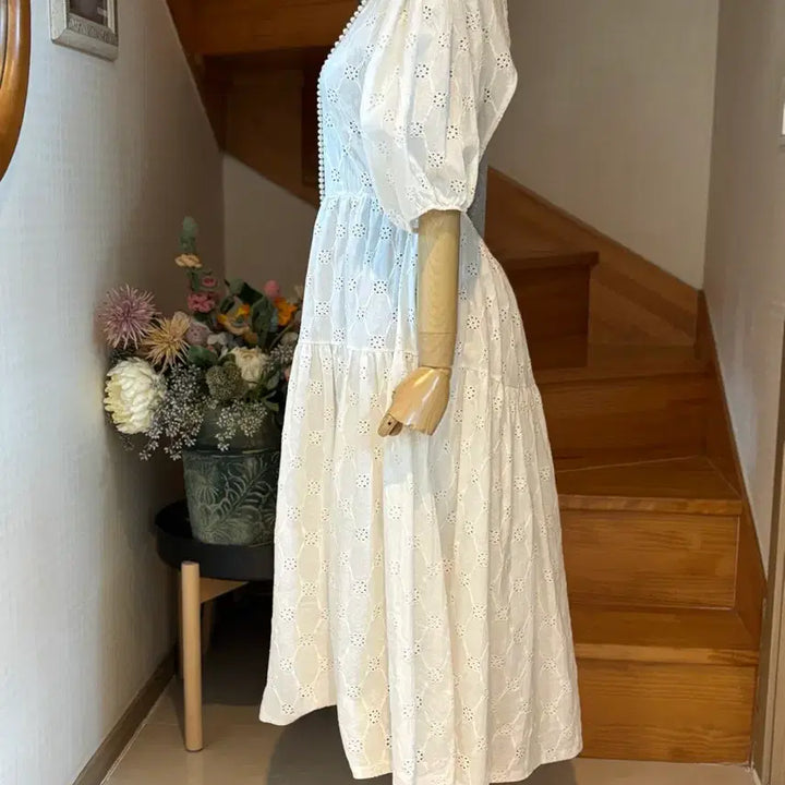 [BUNJANG] ZARA Punching Lace Puff Long Dress / 펀칭 레이스 퍼프 롱 원피스 자라