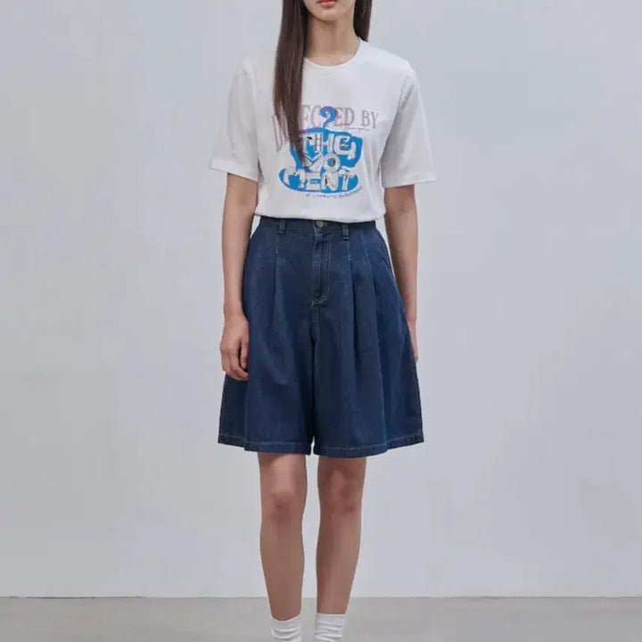 [BUNJANG] Beanpole Ladies Blue Print T-shirt / 빈폴레이디스 티셔츠