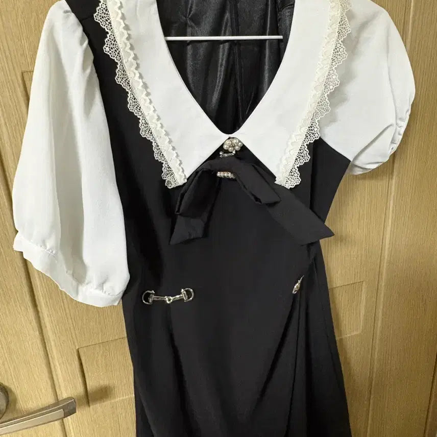[BUNJANG] Dear My Love Lace Collar Short Sleeve Dress Black / 디어마이러브 레이스 카라 반팔 원피스 블랙 디마럽 양지뢰 양산형 지뢰계