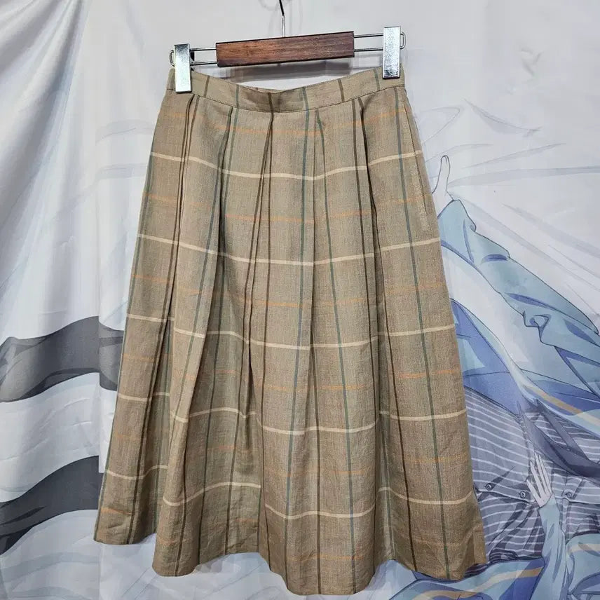 [BUNJANG] Burberry Linen Midi Skirt / 버버리 체크 린넨  스커트