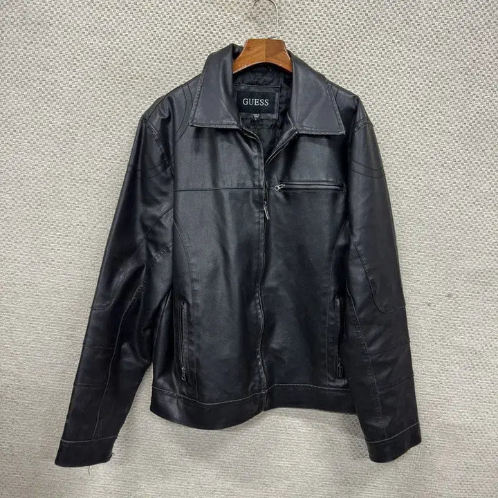 [BUNJANG] Guess Vintage Black Quilted Faux Leather Jacket L / 게스 빈티지 블랙 누빔 레자 가죽자켓 L A07775