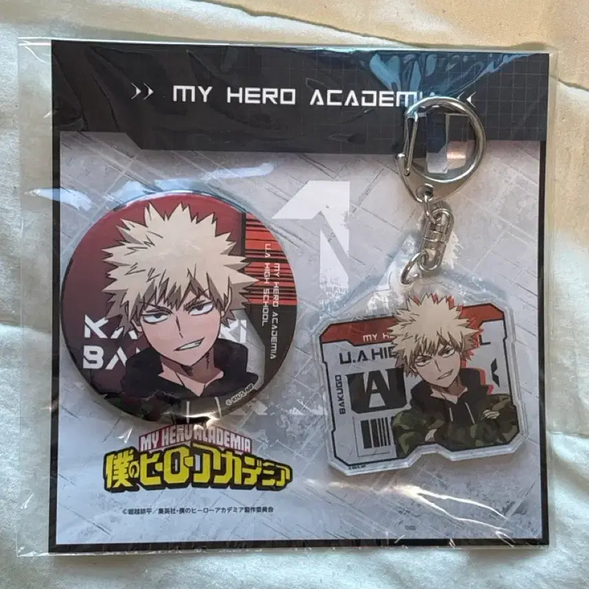 [BUNJANG] My Hero Academia Bakugo Can Badge &amp; Keychain Set / +덤)히로아카 바쿠고 캔뱃지 키링 세트