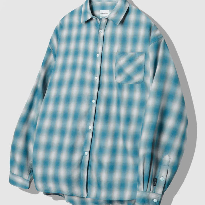 [BUNJANG] Dimitri Black Long Sleeve Check Shirt Teal L, XL / 새) 디미트리블랙 긴팔 체크 셔츠 청록 L, XL 미개봉 새상품