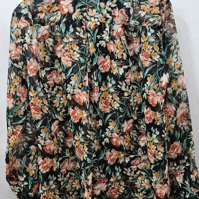 [BUNJANG] Vintage Black Floral Chiffon Blouse / 일본빈티지 검정 꽃무늬  쉬폰블라우스 M  ss1