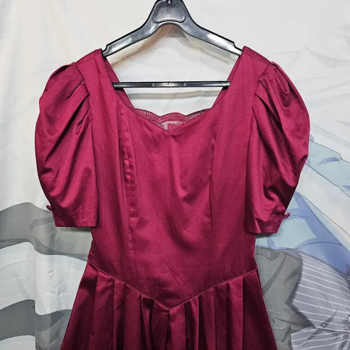 [BUNJANG] Laura Ashley Burgundy Puff Sleeve Dress / 로라애슐리  버건디 퍼프  원피스