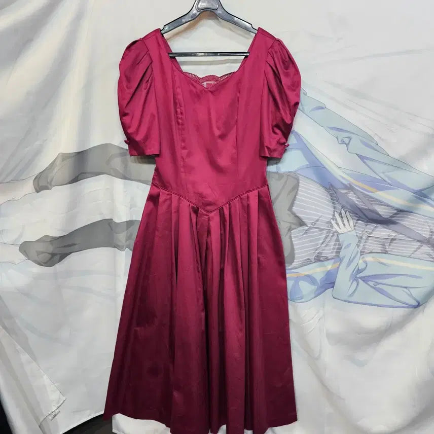 [BUNJANG] Laura Ashley Burgundy Puff Sleeve Dress / 로라애슐리  버건디 퍼프  원피스