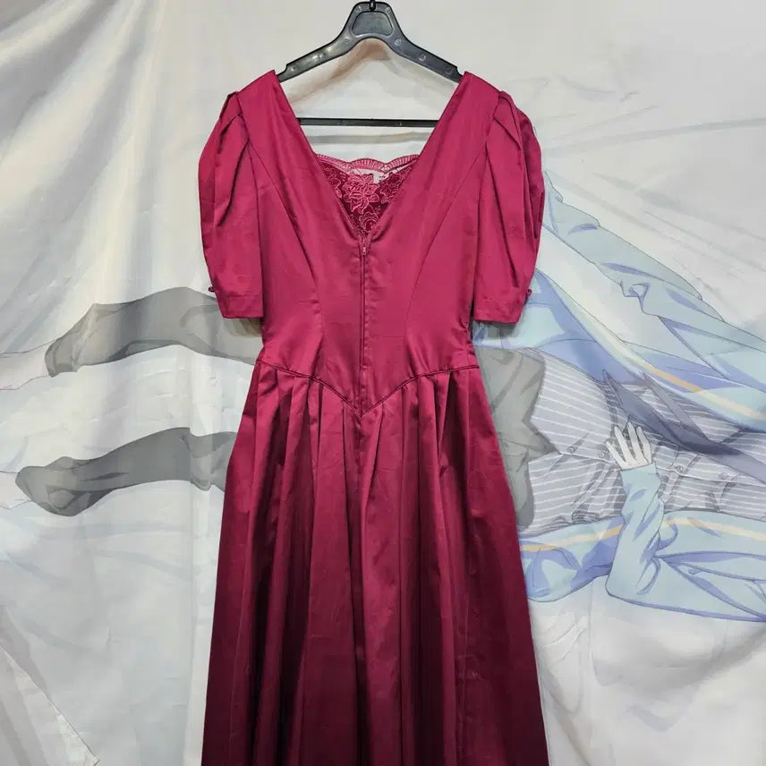 [BUNJANG] Laura Ashley Burgundy Puff Sleeve Dress / 로라애슐리  버건디 퍼프  원피스