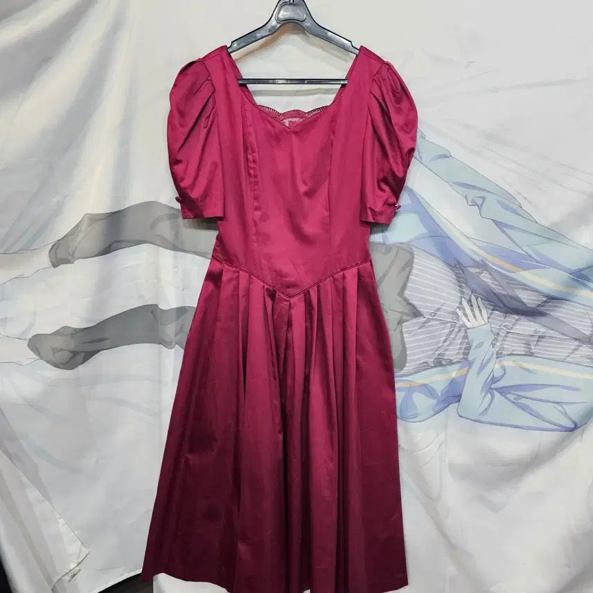 [BUNJANG] Laura Ashley Burgundy Puff Sleeve Dress / 로라애슐리  버건디 퍼프  원피스