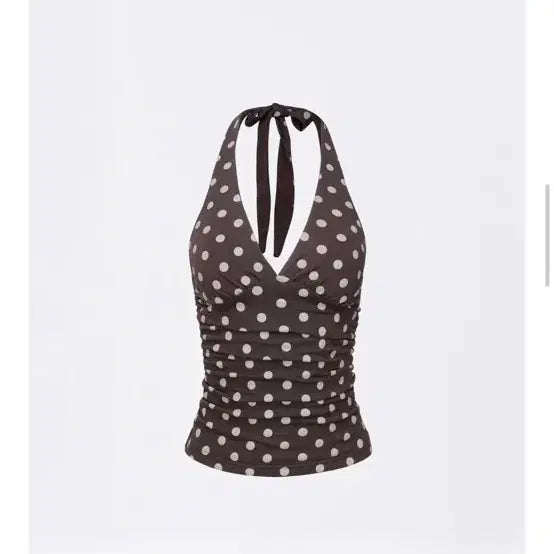 [BUNJANG] Sculptor Brown Dot Halter Neck Top / 스컬프터 브라운 도트 홀터넥 탑