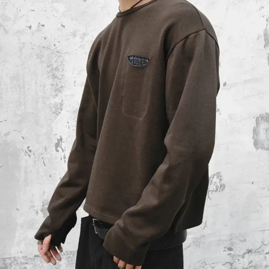 [SOLD OUT] 인템포무드 체크인 포켓 롱슬리브 브라운 M size