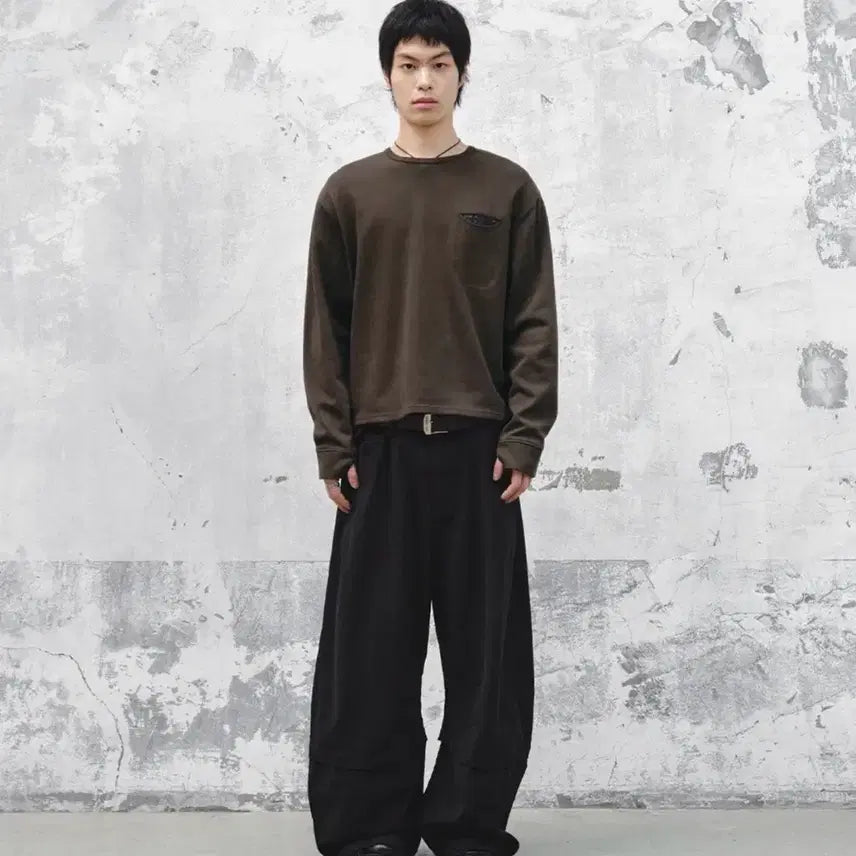 [SOLD OUT] 인템포무드 체크인 포켓 롱슬리브 브라운 M size
