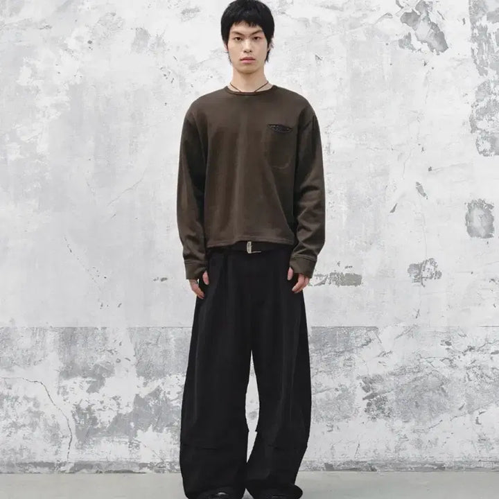 [SOLD OUT] 인템포무드 체크인 포켓 롱슬리브 브라운 M size